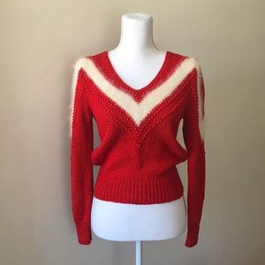 Vintage Nannell Beaded Angora Chevron Sweater